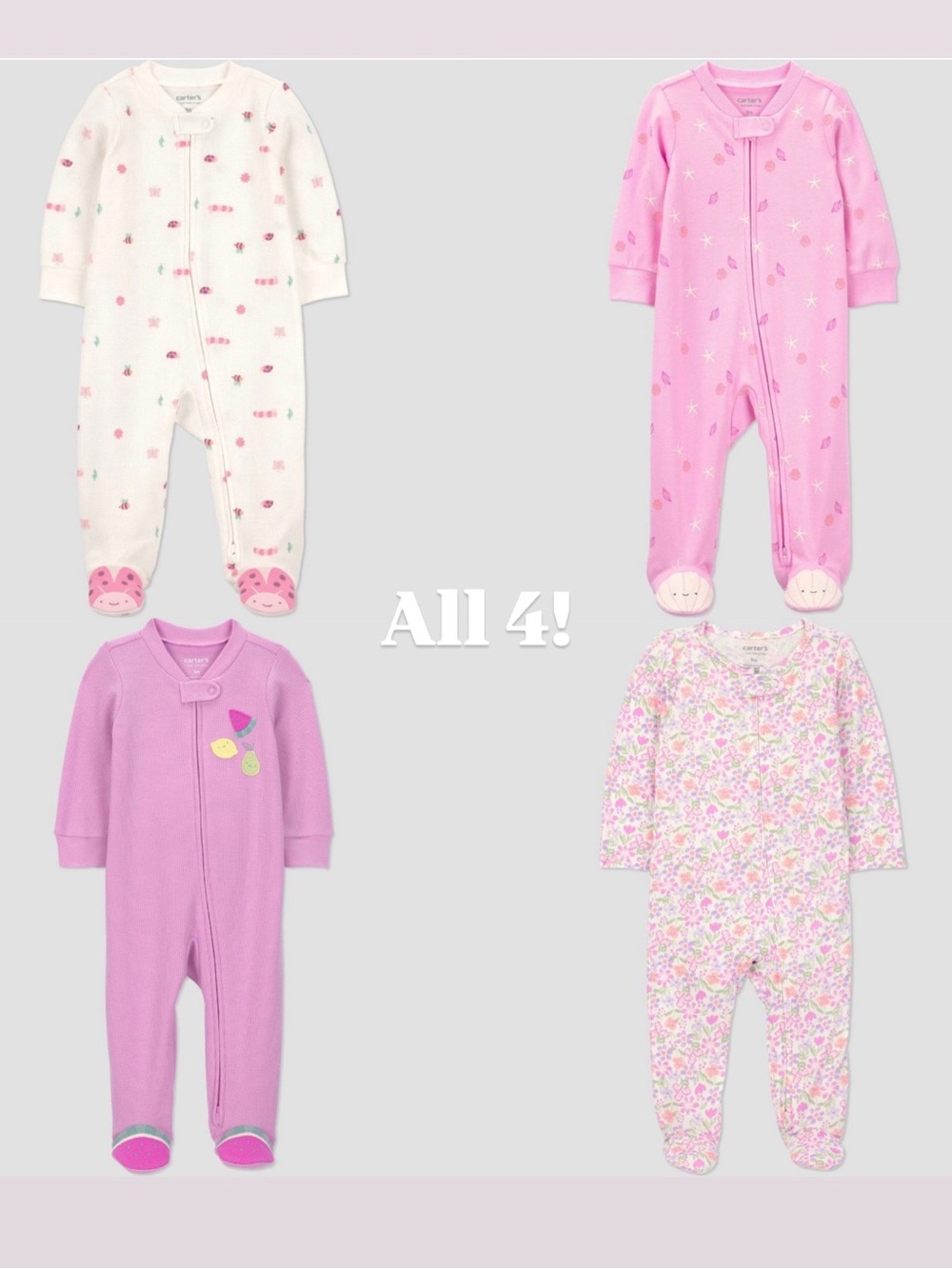 Carter's footie onesies lot / 0-3M / Summer Baby